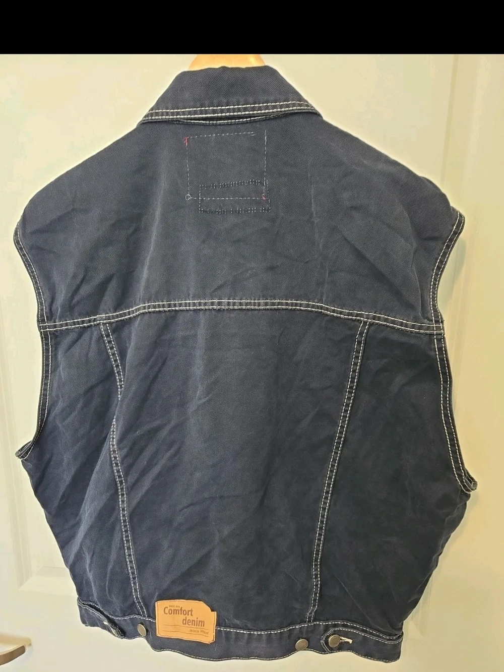 Men’s Navy Sleeveless Denim Vest XL Comfort Denium,vintage,unique.Orig